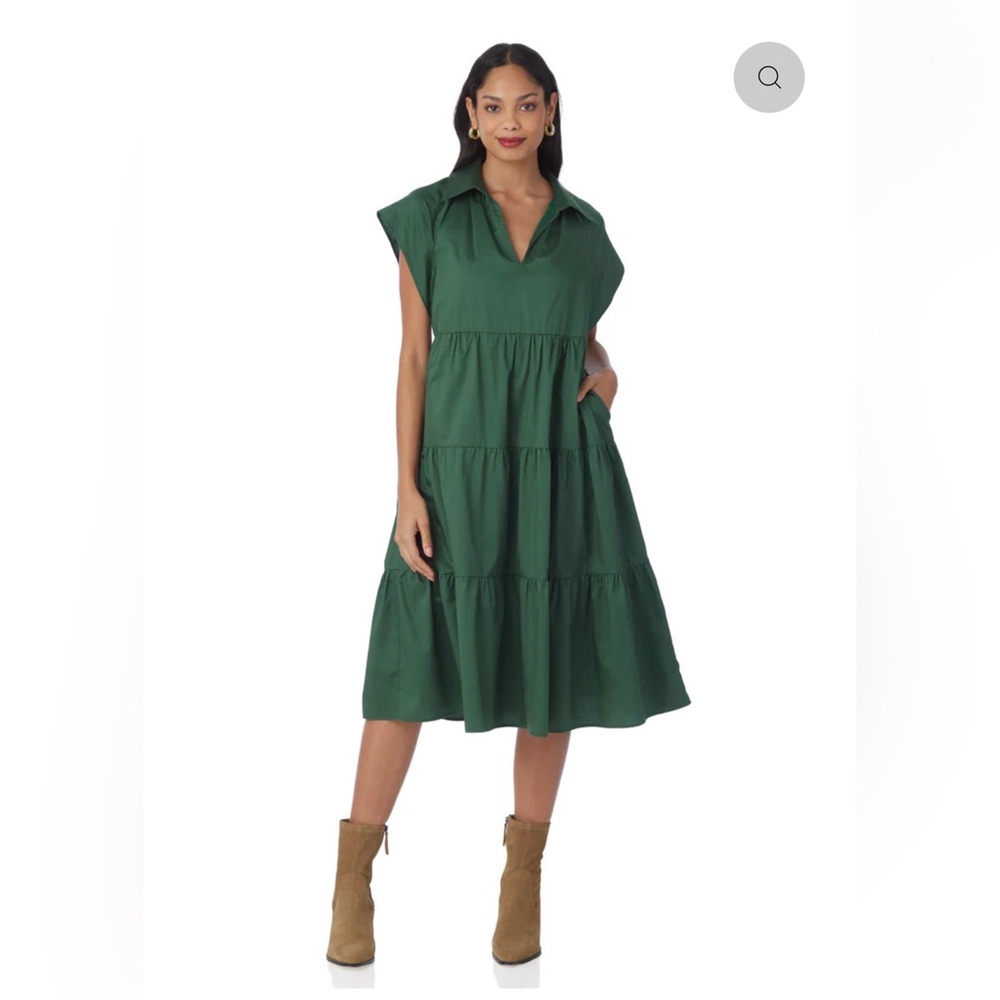 Crosby by Mollie Burch Watson Midi Dress size Medium Forest Green Cotton